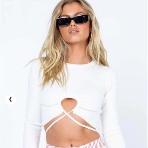 Princess Polly Lorraine Long Sleeve Crop Top White